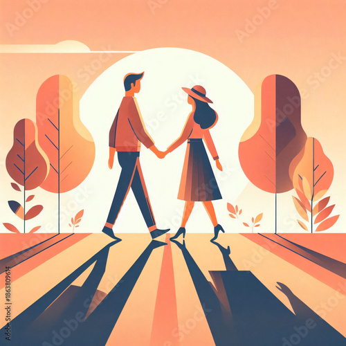 Romantic stroll in the park