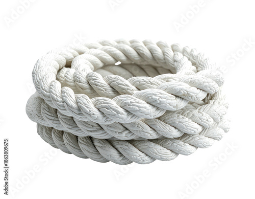 Obraz na płótnie Tightly coiled white rope against a black background