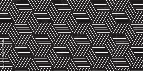 Abstract black minimal grid square line hexagons seamless hexagon polygonal pattern background vector. seamless bright white abstract honeycomb background.