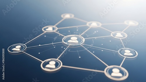 Wallpaper Mural Digital network of interconnected profile icons, glowing, on blue gradient background Torontodigital.ca