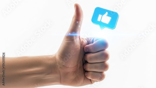 Wallpaper Mural Human hand giving thumbs up gesture with a floating like icon Torontodigital.ca