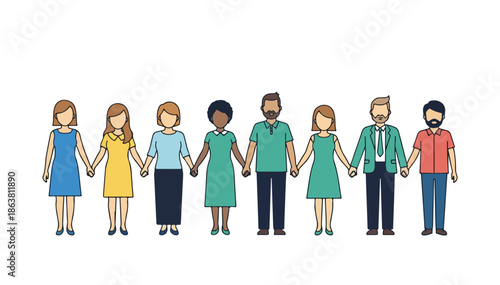 Diverse Group of People Holding Hands Together.