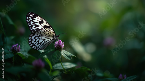 Wallpaper Mural Black White Butterfly Resting On Wildflower Torontodigital.ca