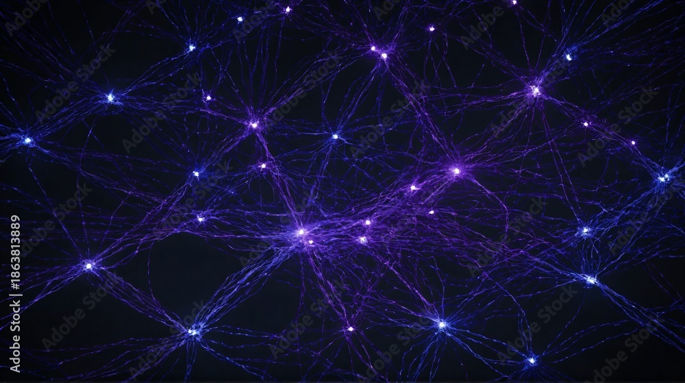 Fototapeta premium Abstract futuristic technology background with glowing blue data particles and network connections