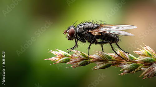 Wallpaper Mural Housefly Perched On Grass Seed Head Torontodigital.ca