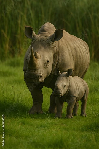 rhino in the grass