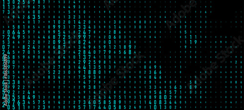 A modern design for digital wallpaper design. Concept business background. Abstract technical background of neon numbers on black. Illustration of the concept of a hacker. Computer code data. Vector.