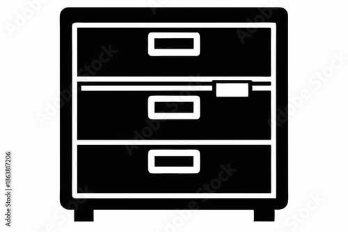 filing cabinet furniture silhouette line art vector illustration