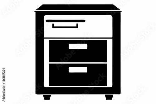 filing cabinet furniture silhouette line art vector illustration