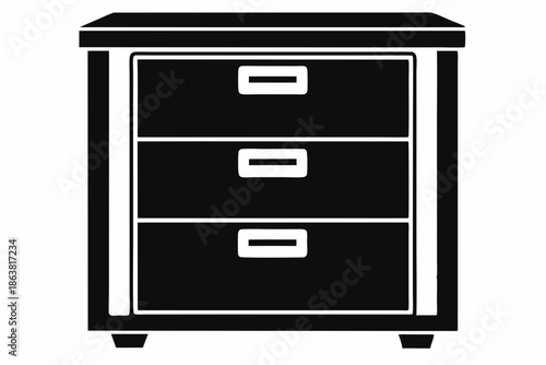 filing cabinet furniture silhouette line art vector illustration