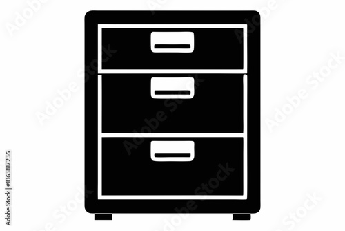 filing cabinet furniture silhouette line art vector illustration