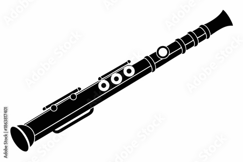 flute silhouette line art vector illustration