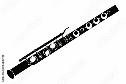flute silhouette line art vector illustration