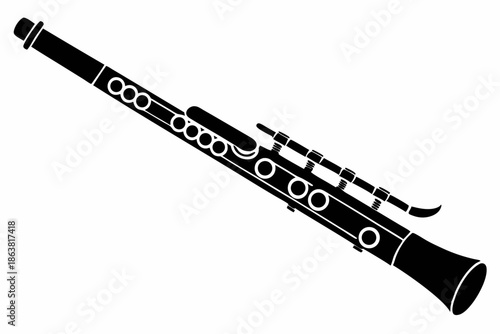 flute silhouette line art vector illustration