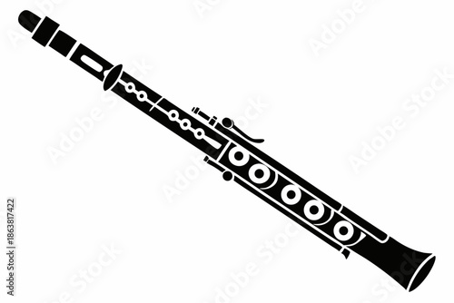 flute silhouette line art vector illustration