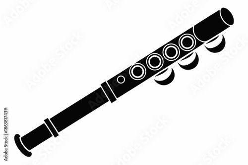 flute silhouette line art vector illustration