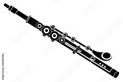 flute silhouette line art vector illustration