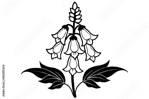 foxglove silhouette line art vector illustration