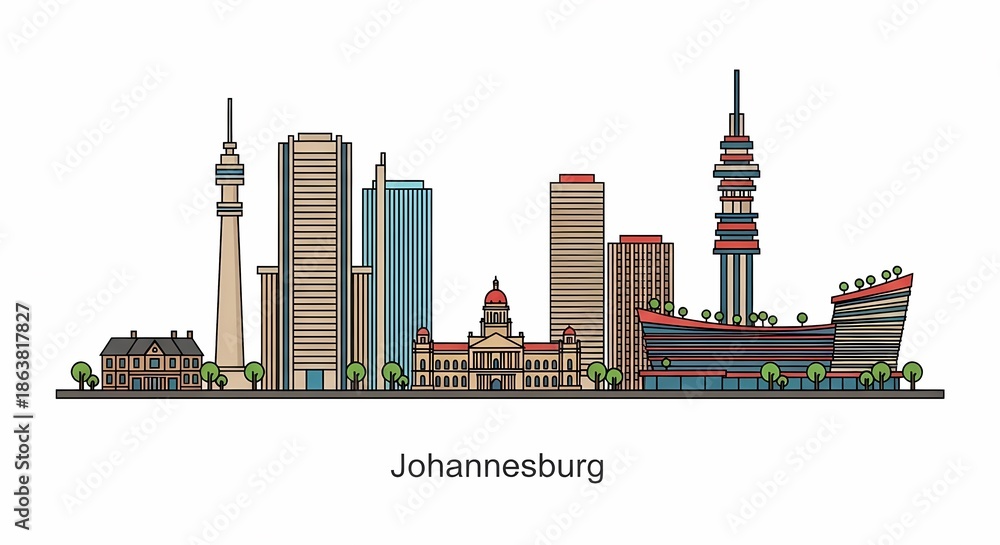 Obraz premium Johannesburg city skyline with famous towers.