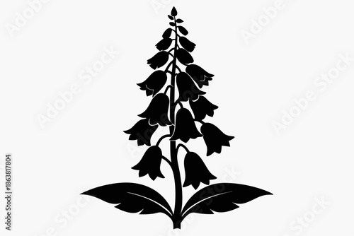 foxglove silhouette line art vector illustration
