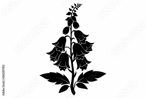 foxglove silhouette line art vector illustration