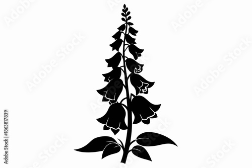foxglove silhouette line art vector illustration