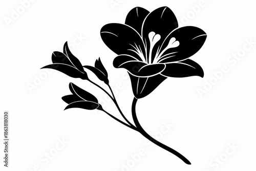 freesia silhouette line art vector illustration