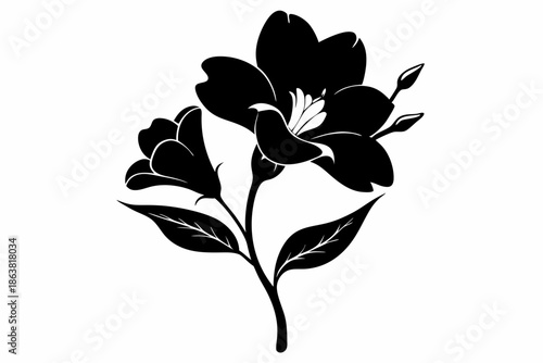 freesia silhouette line art vector illustration