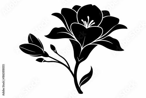 freesia silhouette line art vector illustration