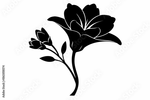 freesia silhouette line art vector illustration