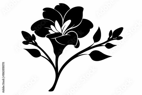 freesia silhouette line art vector illustration