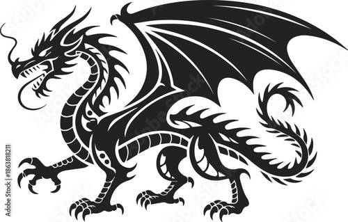 Wallpaper Mural dragon fantasy creature silhouette vector illustration Torontodigital.ca