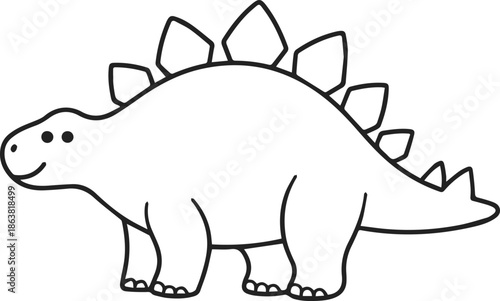cute stegosaurus dinosaur line art vector illustration