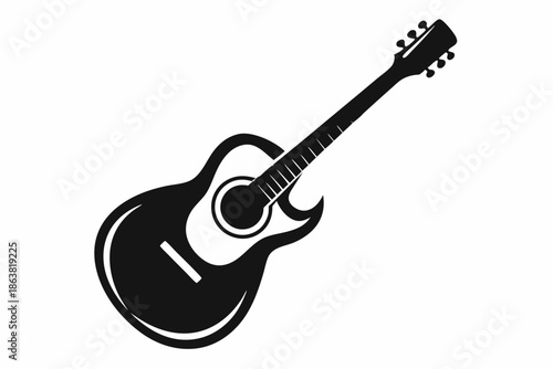 guitar silhouette line art vector illustration