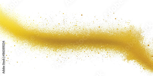 Abstract Golden Sparkle Curve with Shimmering Dust & Particle Arc on White. Elegant Design for Luxury Branding, Premium Festive Events, and Sophisticated Digital Art.