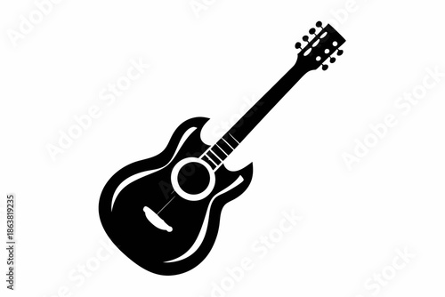guitar silhouette line art vector illustration
