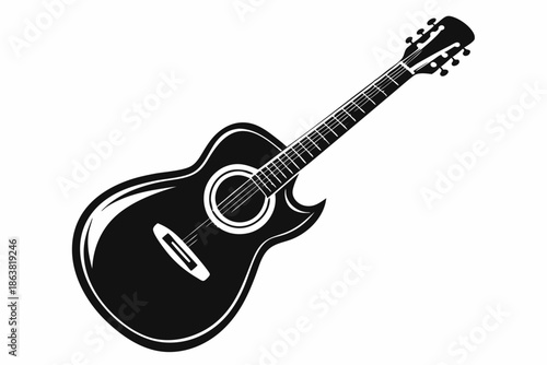 guitar silhouette line art vector illustration