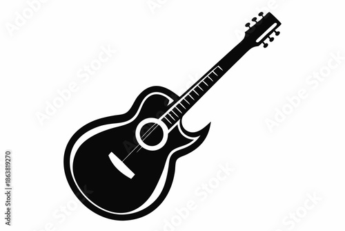 guitar silhouette line art vector illustration