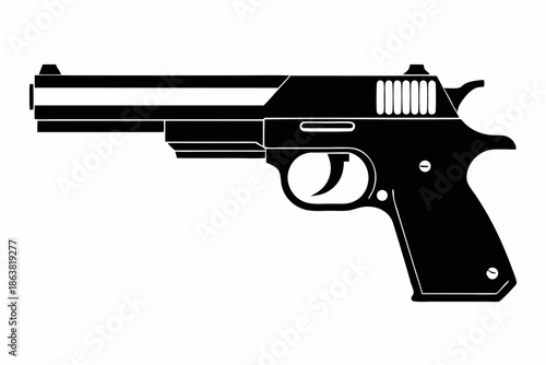 gun silhouette line art vector illustration