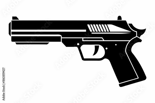 gun silhouette line art vector illustration