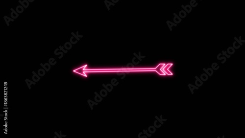 Digital archery kill arrow icon. Illustration of bright neon line right archery icon.