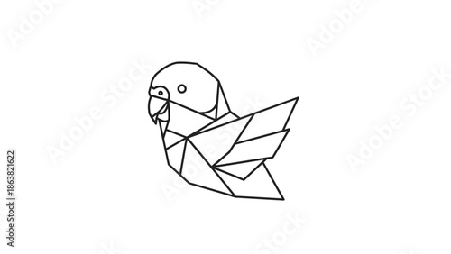 Geometric Parrot Illustration Simple Design.
