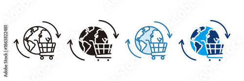 Global E-Commerce Icon Set Multiple Style Collection