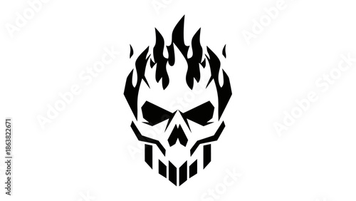 Flaming Skull Graphic Design Element.