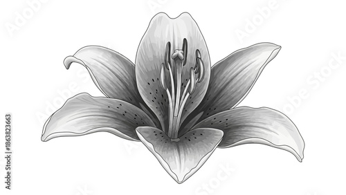 Detailed Black and White Lily Illustration.