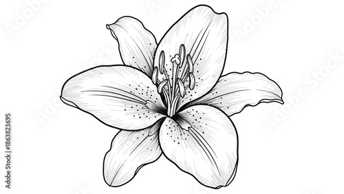 Detailed Black and White Lily Illustration.