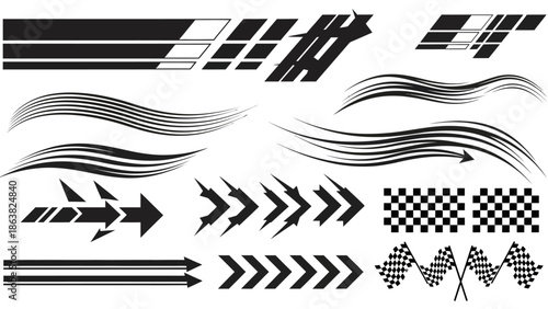 Black Arrows and Stripes Graphic Elements.