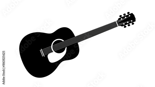 Acoustic Guitar Silhouette Illustration Artwork.
