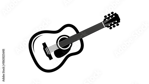 Acoustic Guitar Illustration with Strings and Tuning Pegs.