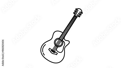 Acoustic Guitar Illustration Simple Design.